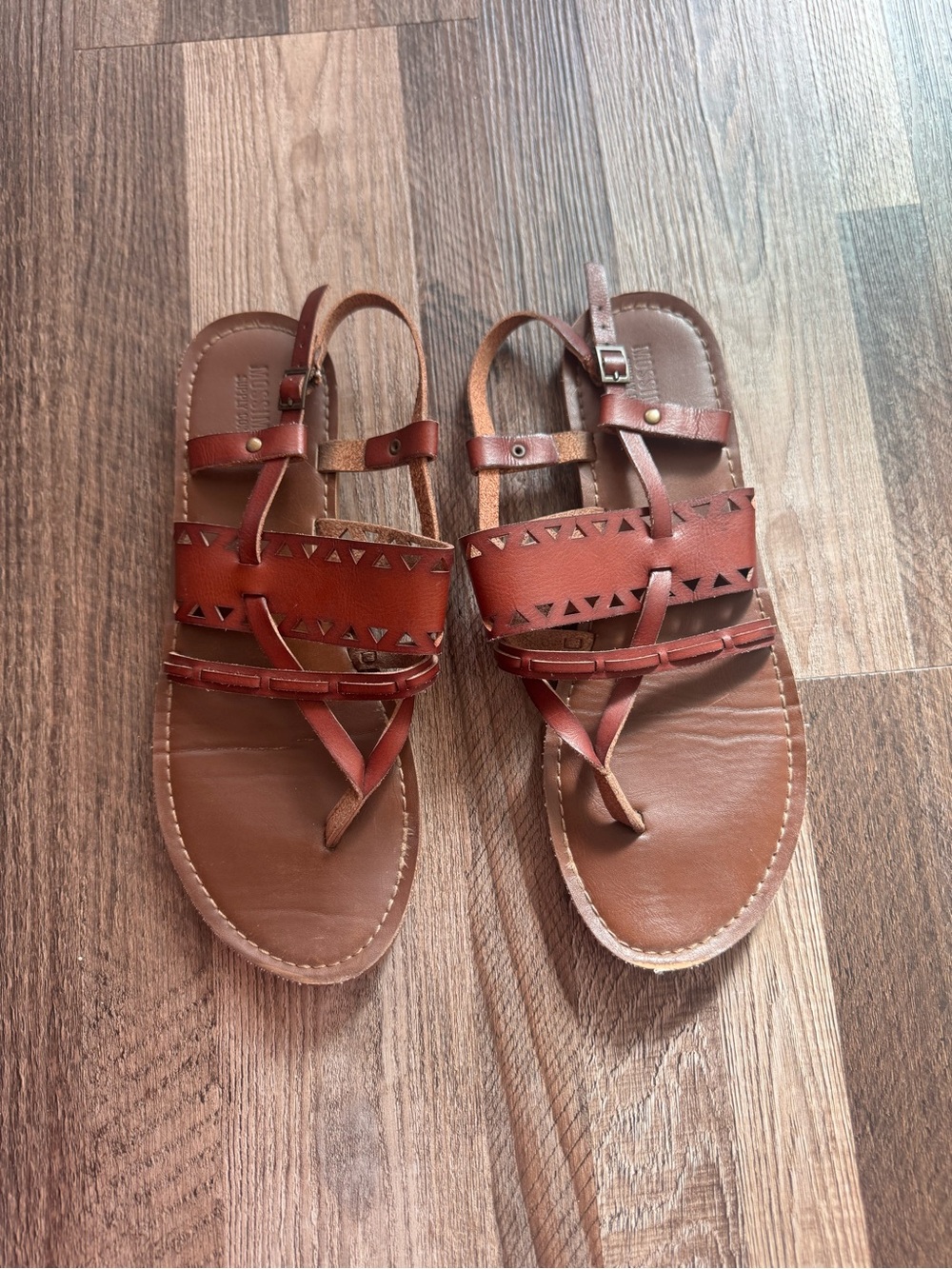 Mossimo Supply Co. Brown Leather Cutout Strappy Sandals